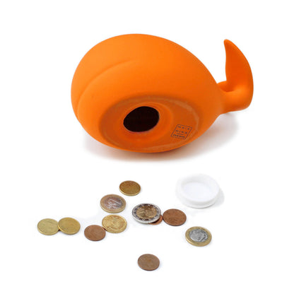 SAVE THE WHALES bank - Money Bank for Kids - orange
