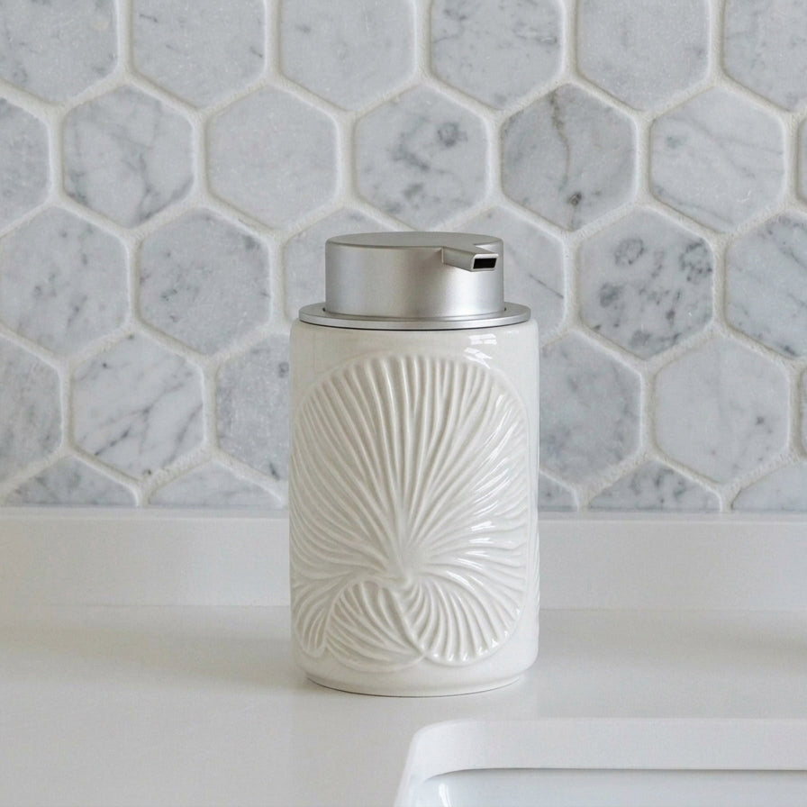 NEW! Handmade Ceramic Foaming Soap Dispenser - White
