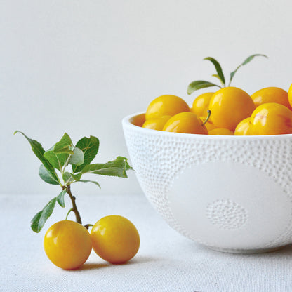 Handmade textured ceramic serving bowls set of three